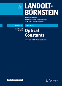 Hardcover Optical Constants: Supplement to Volume III/47 Book