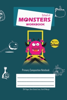 Paperback School of Monsters Workbook, A5 Size, Wide Ruled, White Paper, Primary Composition Notebook, 102 Sheets (Olive Green) Book