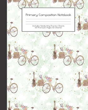 Primary Composition Notebook: Spring Boho Floral Springtime |Grades K-2 | Handwriting Practice Paper|Primary Ruled With Dotted Midline | 100 Pgs 50 ... Girls | Elementary | Teacher | School | Gift