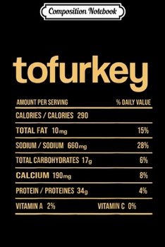 Paperback Composition Notebook: Tofurkey Nutrition Facts Funny Thanksgiving Christmas food Journal/Notebook Blank Lined Ruled 6x9 100 Pages Book