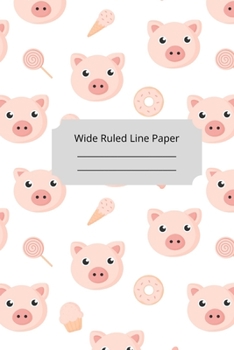 Cute Baby Pig Theme Wide Ruled Line Paper