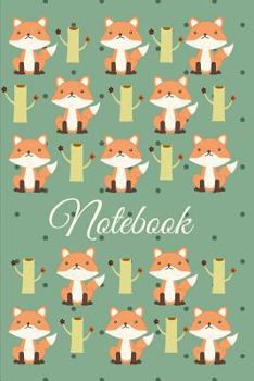 Paperback Notebook: Foxes and Trees Green Background Book