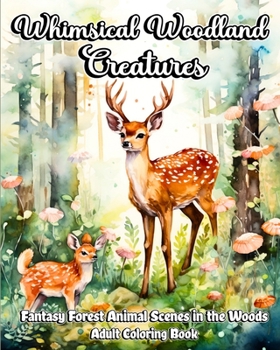 Whimsical Woodland Creatures: Adult Coloring Book of Fantasy Forest Animal Scenes in the Woods