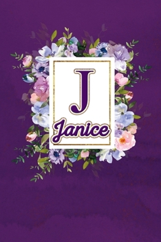 J - Janice: Monogram initial J for Janice notebook / Journal: Personalized Name Letter gifts for girls, women & men : School gifts for kids & teachers ... 6x9 Classy Purple Gold Floral Mosaic Finish)