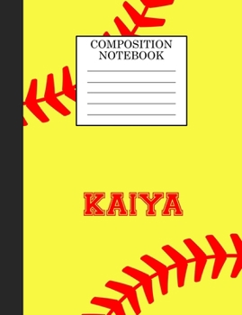 Paperback Kaiya Composition Notebook: Softball Composition Notebook Wide Ruled Paper for Girls Teens Journal for School Supplies - 110 pages 7.44x9.269 Book