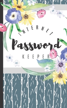 Password Keeper: Internet Password Username Protection and Log Book Organizer with Alphabet Tabs | Modern Journal with Calligraphy Hand Lettering ... | Abstract Vintage Blue White Floral Wreath