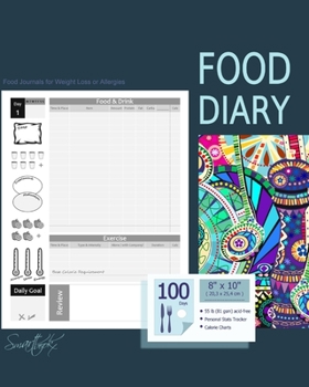 Paperback Food Diary: Journal and Planner to log Diet, with a Calorie Counter (A soft covered large notebook with 100 spacious daily record Book