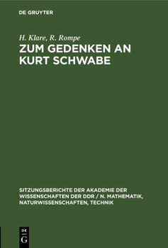 Hardcover Zum Gedenken an Kurt Schwabe [German] Book