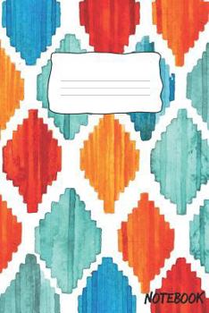 Paperback Notebook: 110 Dot Grid Pages (Blue Orange Red Argyle Seamless Diamond Pattern) Book