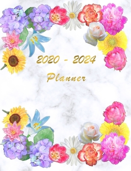 2020 - 2024 - Five Year Planner: Agenda for the next 5 Years - Monthly Schedule Organizer - Appointment, Notebook, Contact List, Important date, Month's Focus, Calendar - 60 Months - Elegant White Mar
