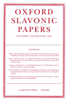 Hardcover Oxford Slavonic Papers: New Seriesvolume XXXIII (2000) Book