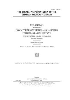 Paperback The legislative presentation of the Disabled American Veterans Book