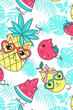Super Cute Kawaii Apple Pear Pineapple Strawberry Watermelon Cat Notebook: A notepad perfect for creative writing, note taking, doodling, and more!