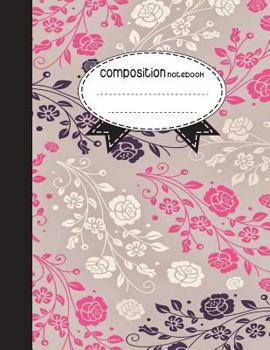 Composition Notebook, 8.5 x 11, 110 pages: Pink White Flower :