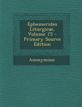 Paperback Ephemerides Liturgicae, Volume 75 [Italian] Book
