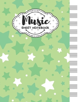 Music Sheet Notebook: Blank Staff Manuscript Paper with Stars Themed Cover Design