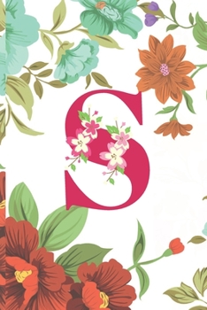 Monogram Letter S:  Personalized blank-lined notebook with initial: Floral design pink and white journal (6x9) To-do list, diary or gift for Valentine's day, Easter or Birthday