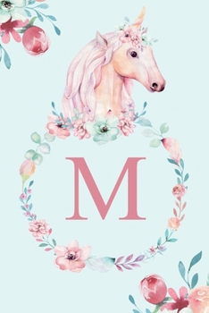 Paperback M: Notebook Journal Watercolor Monogram Unicorn Book