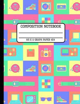 Paperback Composition Notebook Graph Paper 4x4: 80s Fun and Trendy Back to School Quad Writing Book for Students 8.5 x 11 inches Book