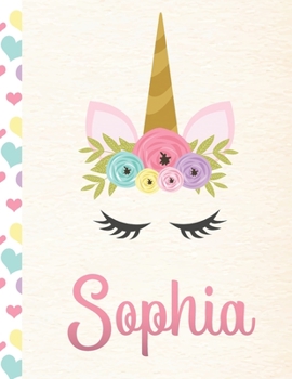 Paperback Sophia: Personalized Unicorn Primary Story Journal For Girls With Pink Name - Half Ruled Dotted Midline and Blank Picture Spac Book