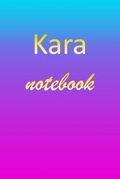 Kara: Blank Notebook | Wide Ruled Lined Paper Notepad | Writing Pad Practice Journal | Custom Personalized First Name Initial K Blue Purple Gold  | ... Homeschool & University Organizer Daybook