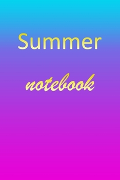 Summer: Blank Notebook Wide Ruled Lined Paper Notepad Writing Pad Practice Journal Custom Personalized First Name Initial S Blue Purple Gold Taking Class Notes, Homework, Studying School Homeschool & 