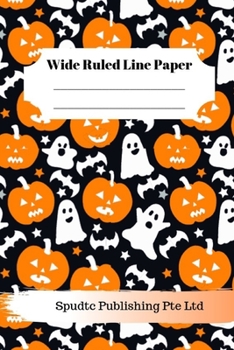 Paperback Scary Pumpkin and Ghosts Theme Wide Ruled Line Paper Book