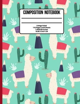 Paperback Composition Notebook College Ruled: Llama 110 Pages Book