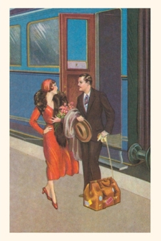 Paperback Vintage Journal Twenties Couple on Train Platform Travel Poster Book