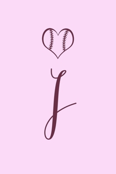 J: Name Monogram Initial J Softball 6x9" Dot Bullet Notebook/Journal Gift Idea For Girls, Women, School, College and Work