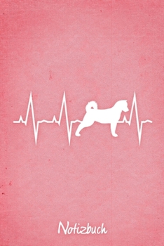 Notizbuch: Rosanes kariertes American Akita Herzschlag Hunde Notizheft ca DIN A5 weiß kariert 110 Seiten (German Edition)