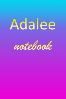 Adalee: Blank Notebook | Wide Ruled Lined Paper Notepad | Writing Pad Practice Journal | Custom Personalized First Name Initial A Blue Purple Gold  | ... Homeschool & University Organizer Daybook