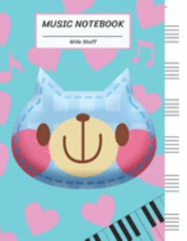 Paperback Music Notebook Wide Staff: Cute Pink Blue Bear Face Heart, Piano Keyboard/Blank Music Sheet Notebook, Big Staff Paper, Music Manuscript Paper,6 L Book