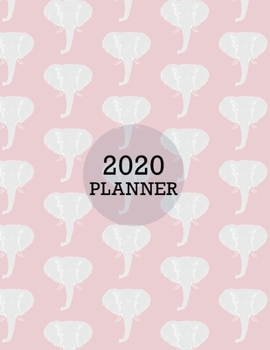 Paperback 2020 Planner: Pink Elephant 8.5 x 11 Weekly & Monthly Organizer, Flexible Cover, Calendar Schedule + Shopping List Book
