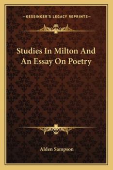 Paperback Studies in Milton and an Essay on Poetry Book