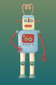 Paperback Notes: A Blank Squared Paper Journal with Red and Blue Retro Robot Cover Art Book