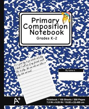 Primary Composition Notebook: School Marble Blue - K-2nd Grade Composition Journal Pad, for Alphabet Writing Practice, [back to School Essential]
