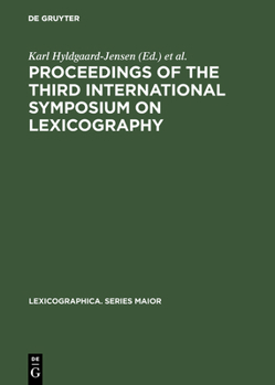 Hardcover Proceedings of the Third International Symposium on Lexicography [German] Book