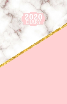 Paperback 2020 Diary: A5 Diary 2020 Week To View Pink and White Gold Marble Design Cover Book