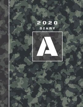 Paperback Personalised 2020 Diary Week To View Planner: A4 Letter A Block Green And Black Camo Camouflage Organiser And Planner For The Year Ahead, School, Busi Book