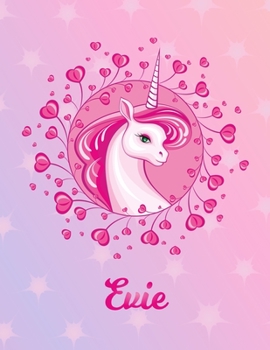 Paperback Evie: Unicorn Large Blank Primary Handwriting Learn to Write Practice Paper for Girls - Pink Purple Magical Horse Personaliz Book