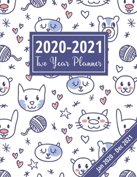 Paperback 2020-2021 Two Year Planner: Cats, Bears & Bunnies Design: 2-Page Per Month Spacious Schedule Orgainzer - Includes Full-Year Calendars & Notes Page Book