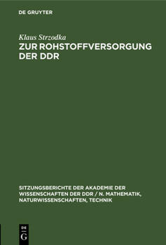 Hardcover Zur Rohstoffversorgung Der DDR [German] Book