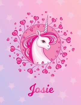 Paperback Josie: Josie Magical Unicorn Horse Large Blank Pre-K Primary Draw & Write Storybook Paper - Personalized Letter J Initial Cus Book