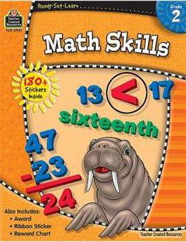 Paperback Ready-Set-Learn: Math Skills Grd 2 [With 180+ Stickers] Book