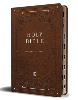 Paperback KJV Holy Bible, Giant Print Thinline Large Format, Brown Premium Imitation Leath Er with Ribbon Marker, Red Letter, and Thumb Index Book