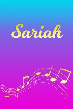 Paperback Sariah: Sheet Music Note Manuscript Notebook Paper - Pink Blue Gold Personalized Letter S Initial Custom First Name Cover - Mu Book