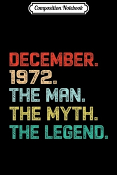 Paperback Composition Notebook: Mens The Man Myth Legend December 1972 Birthday Gift 47 Years Old Journal/Notebook Blank Lined Ruled 6x9 100 Pages Book