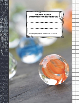 Graph Paper Composition Notebook: 110 Pages | Quad Ruled 4x4 | 8.5" x 11": Marbles Large Notebook with Grid Paper | Math Notebook For Students