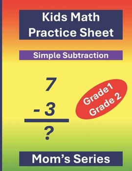 Paperback Kids Math Practice Sheet Grade1 Grade2 Subtraction: Practice Type: Simple Subtraction Book